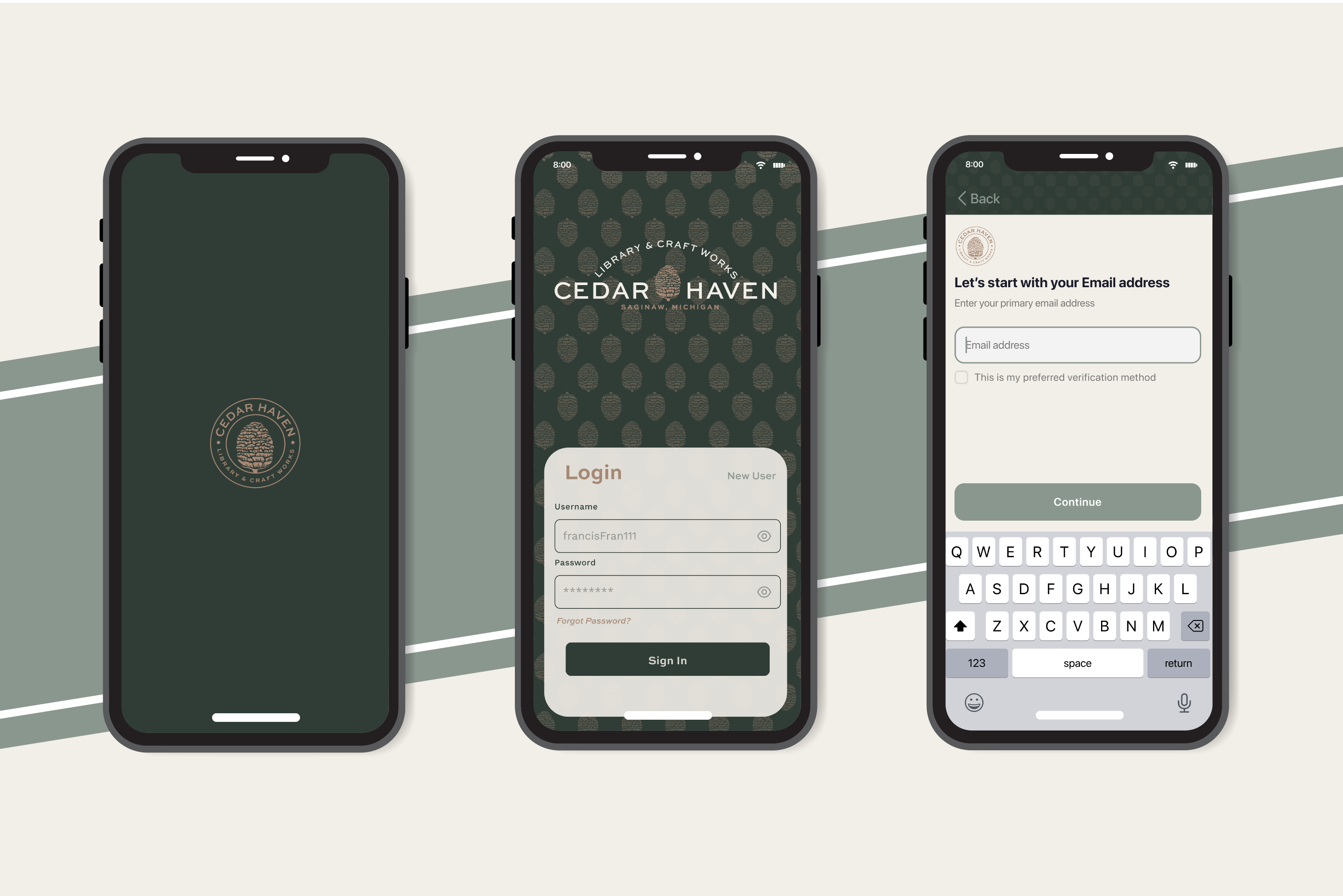 Three phones app mockup